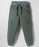 Olio Kids Cotton Woven Full Length Solid Joggers - Olive Green