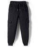 Olio Kids Cotton Woven Full Length Solid Joggers - Black