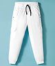 Olio Kids Cotton Woven Full Length Solid Joggers - White