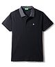 UBC 100% Cotton Knit Half Sleeves Polo T-Shirt With Stripe Collar Detailing & Brand Logo Embroidery - Black