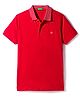 UBC 100% Cotton Knit Half Sleeves Polo T-Shirt With Stripe Collar Detailing & Brand Logo Embroidery - Red