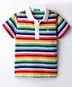 UCB Cotton Knit Half Sleeves Polo T-Shirt With Stripes - Multicolor