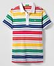 UBC 100% Cotton Knit Half Sleeves Polo T-Shirt With Stripes & Brand Logo Embroidery - Multicolor