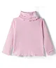 Babyhug Cotton Elastane Full Sleeves Turtle Neck Winter T-Shirt with Floral Applique - Pink