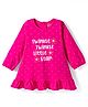 Babyhug Cotton Knit Full Sleeves Nighty With Text & Polka Dot Print - Pink