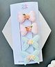 Radhya accessories Set Of 2 Bow & Butterfly Applique Detailed Floral Embroidered Hair Clips - Multi Colour