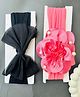 Radhya accessories Set Of 2 Floral & Bow Applique Detailed Headband - Pink & Black