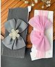 Radhya accessories Set Of 2 Floral & Bow Applique Detailed Headbands - Pink & Grey