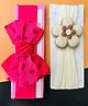 Radhya Accessories Set of 2 Bow & Floral Applique Detailed Headband - Pink & White