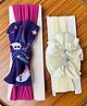 Radhya accessories Set of 2 Bow & Floral Applique Detailed With Stones Embellished Head Bands - Purple & Cream