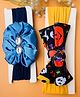 Radhya accessories Set of 2 Bow & Floral Applique Detailed With Stones Embellished Head Bands - Yellow & Blue