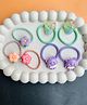 Radhya accessories Set Of 7 Cat & Floral Applique Detailed Rubber Bands - Multi Colour
