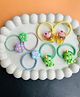 Radhya accessories Set Of 7 Dinosaur & Floral Applique Detailed Rubber Bands - Multi Colour