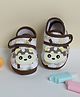 Baby Moo Animal Face Applique Detailed Anti Skid Booties - Brown