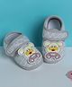 Baby Moo Animal Face Applique Detailed Anti Skid Booties - Grey