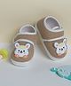 Baby Moo Animal Face Applique Detailed Anti Skid Booties - Khaki