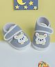 Baby Moo Animal Face Applique Detailed Anti Skid Booties - Grey