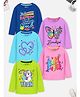 Trampoline Cotton Knit Pack Of 5 Full Drop Shoulder Sleeves Heart & Typography Back Printed Tees - Multi Colour