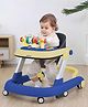 Babyhug 2 in 1 Baby Walker with Anti Fall Protection & Adjustable Height-Blue| Push Walker| Rear Wheels with Speed Control| Soft Padded Seat| Smooth Swivel Wheels| Musical Toy Tray with Engaging Toys