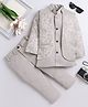 Fourfolds Woven Full Sleeves Solid Sherwani & Pant With Floral Embroidered Jacket Set - Grey