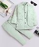 Fourfolds Woven Full Sleeves Solid Sherwani & Pant With Floral Embroidered Jacket Set - Light Green