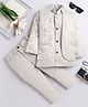 Fourfolds Woven Full Sleeves Solid Sherwani & Pant With Floral Embroidered Jacket Set - Ivory
