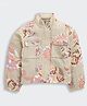 Tiny Girl Cotton Woven Full Sleeves Floral Printed Zipper Jacket - Fawn