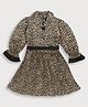 Tiny Girl Woven Full Puffed Sleeves Leopard Printed Dress - Black