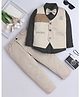Fourfolds Cotton Blend Woven Full Sleeves Striped 3 Piece Party Suit Set With Bow - Beige