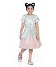 Tiny Girl Half Sleeves Floral Embroidered & Applique Detailed Dress With Sling Bag Set - Peach