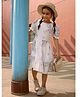 Tiny Girl 100% Cotton Woven Half Puffed Sleeves Floral Printed & Lace Embellished Tiered Dress - Off White