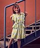 Tiny Girl Woven Sleeveless Floral Printed Dress - Liril Green
