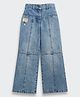 Tiny Girl Denim Woven Alphabets Patch Detailed Wide Legged Jeans - Blue