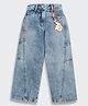 Tiny Girl Denim Woven Washed Straight Fit Jeans With Key Chain Set - Light Blue
