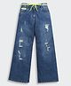 Tiny Girl Denim Woven Distressed Wide Legged Jeans - Blue
