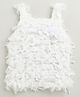 Tiny Girl Woven Sleeveless Floral Applique & Fur Detailed Top - White