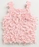 Tiny Girl Woven Sleeveless Floral Applique & Fur Detailed Top - Peach