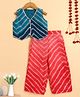 The Magic Wand Woven Sleeveless Leheriya Printed Gota Lace Embellished Top & Palazzo Set - Blue