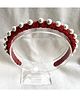 FOLLOW THE NEEDLE Pearls Embellished Hair Band - Red