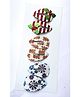 FOLLOW THE NEEDLE Set Of 3 Beads Embellished Striped & Snowflakes Designed Snap Clips - Red & Multi Colour