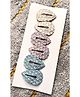 FOLLOW THE NEEDLE Set Of 3 Beads Embellished Abstract Designed Snap Clips - White Purple & Blue