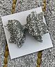 FOLLOW THE NEEDLE Bow Applique Detailed & Glitter Designed Hair Clip - Silver