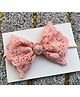 FOLLOW THE NEEDLE Bow Applique Detailed Floral Embroidered Soft Headband - Pink