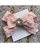 FOLLOW THE NEEDLE Bow Applique Detailed Crystal Embellished Hair Clip - Pink