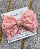 FOLLOW THE NEEDLE Bow Applique Detailed Stones Embellished Hair Clip - Pink