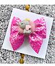 FOLLOW THE NEEDLE Bow & Elephant Applique Detailed Sequins Embellished Hair Clip - Magenta