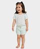 Mi Arcus 100% Cotton Knit Half Sleeves Whales Printed Tee & Shorts Set - Sea Green