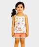 Mi Arcus 100% Cotton Knit Sleeveless Floral & Rainbow Printed Top & Shorts Set - Multi Colour
