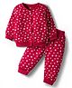 Doodle Poodle 100% Cotton Knit Co-ord Full Sleeves Top & Jogger Set With Star Print - Red