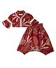 Tales & Stories Woven Three Fourth Bell Sleeves Floral Crop Top & Coordinating Skirt Set - Maroon